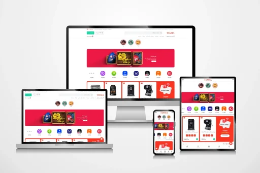 نمونه کار سایت فروشگاهی تیاما با طراحی اختصاصی و جذاب.